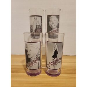 Set‎ Of 4 Vintage Marilyn Monroe Bernard Of Hollywood  Glass Set  Pre-owned